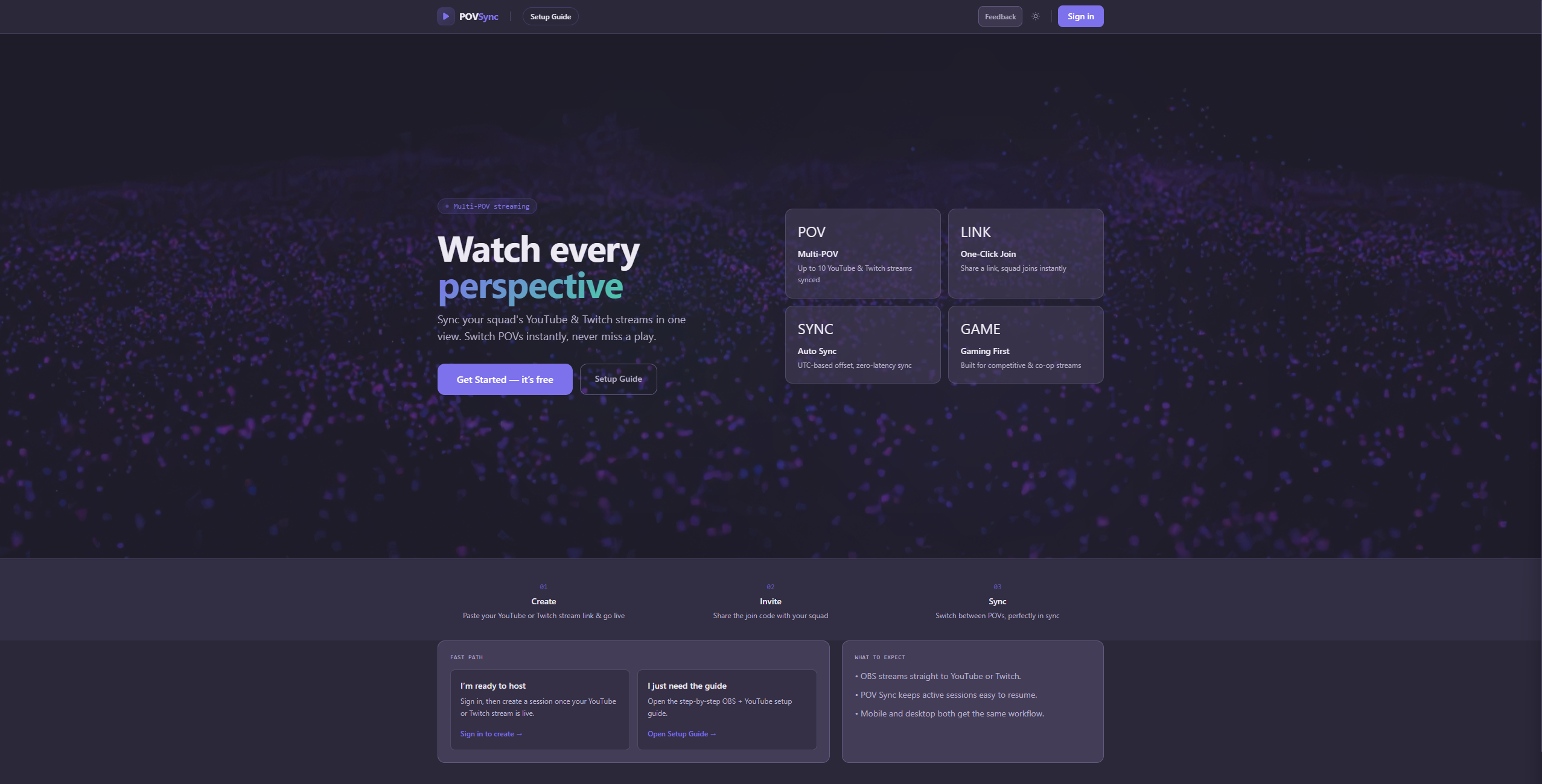 Preview of POV Sync website